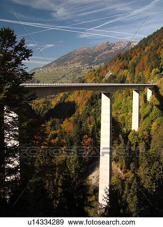 Stock Photo -  Switzerland, Europe, Vaud, Le Sepey, viaduc, bridge, expressway, roads. Fotosearch