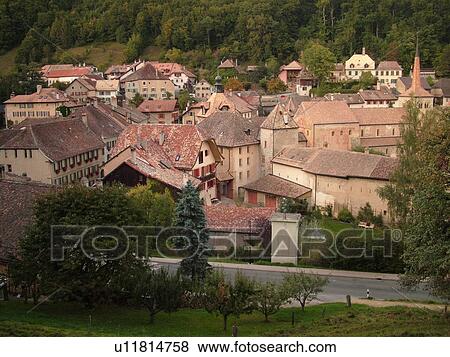 Stock Photo -  Switzerland, Europe, Vaud, Romainmotier. Fotosearch