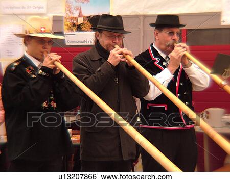 Switzerland, Europe, Vaud, St. Cergues, La Desalpe, festival, men playing alphorns View Large Photo Image Stock Photograph - Switzerland, Europe, Vaud, St. Cergues, La Desalpe, festival, men playing alphorns. Fotosearch