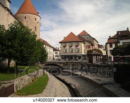 Switzerland, Europe, Vaud, Yverdon-les-Bains, downtown, castle View Large Photo Image Stock Photo - Switzerland, Europe, Vaud, Yverdon-les-Bains, downtown, castle. Fotosearch