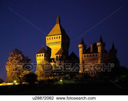 Switzerland, Europe, Vaud, Vufflens, La Cote, Vufflens Le Chateau, evening View Large Photo Image Stock Image - Switzerland, Europe, Vaud, Vufflens, La Cote, Vufflens Le Chateau, evening. Fotosearch
