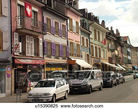 Switzerland, Europe, Vaud, Yverdon les Bains, downtown View Large Photo Image Stock Photography - Switzerland, Europe, Vaud, Yverdon les Bains, downtown. Fotosearch