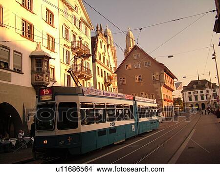 Switzerland, Europe, Zurich, Zuerich, Limmat River, Limmatquai, trolley, tram View Large Photo Image Picture - Switzerland, Europe, Zurich, Zuerich, Limmat River, Limmatquai, trolley, tram. Fotosearch