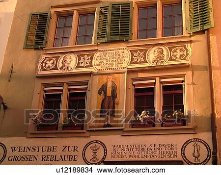 Switzerland, Europe, Zurich, Zuerich, building, cafT, fatade, fresco View Large Photo Image Picture - Switzerland, Europe, Zurich, Zuerich, building, cafT, fatade, fresco. Fotosearch