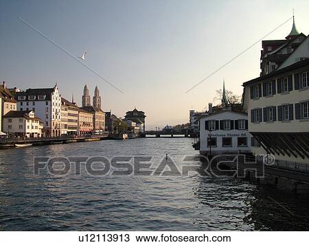 Switzerland, Europe, Zurich, Zuerich, Limmat River View Large Photo Image Stock Image - Switzerland, Europe, Zurich, Zuerich, Limmat River. Fotosearch