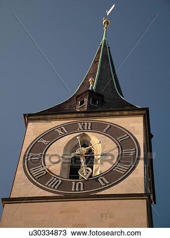 Switzerland, Europe, Zurich, Zuerich, St. Peters Kirche, clock tower View Large Photo Image Stock Image - Switzerland, Europe, Zurich, Zuerich, St. Peters Kirche, clock tower. Fotosearch
