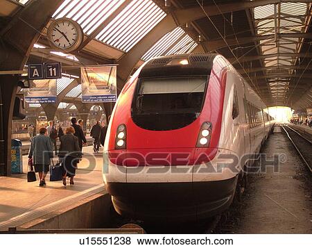 Stock Photo -  Switzerland, Europe, Zurich, Zuerich, downtown, train station. Fotosearch