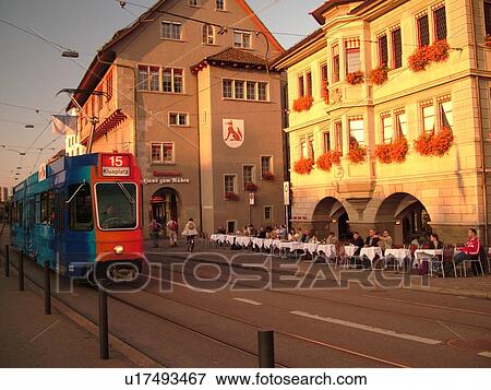 Switzerland, Europe, Zurich, Zuerich, Limmatquai, outdoor cafT, trolley, tram View Large Photo Image Stock Photo - Switzerland, Europe, Zurich, Zuerich, Limmatquai, outdoor cafT, trolley, tram. Fotosearch