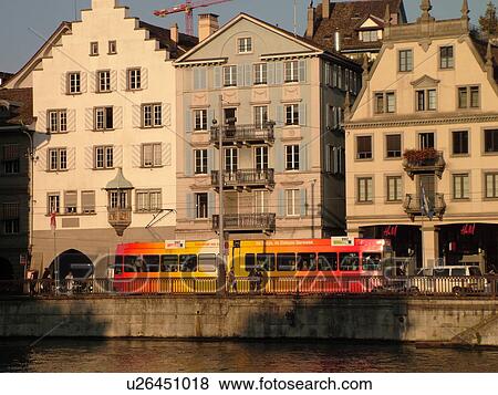Switzerland, Europe, Zurich, Zuerich, Limmat River, Limmatquai, trolley, tram View Large Photo Image Stock Photo - Switzerland, Europe, Zurich, Zuerich, Limmat River, Limmatquai, trolley, tram. Fotosearch
