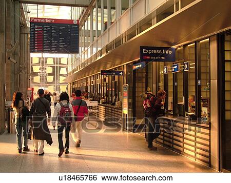 Stock Photograph -  Switzerland, Europe, Zurich, Zuerich, downtown, train station. Fotosearch