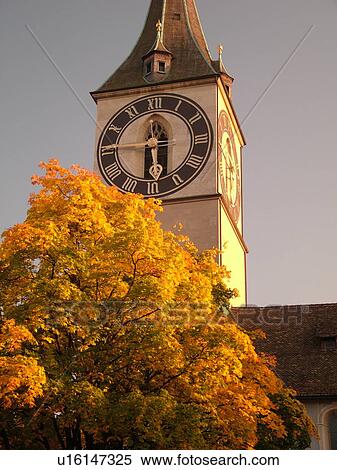 Switzerland, Europe, Zurich, Zuerich, St. Peters Kirche, clock tower View Large Photo Image Stock Photography - Switzerland, Europe, Zurich, Zuerich, St. Peters Kirche, clock tower. Fotosearch