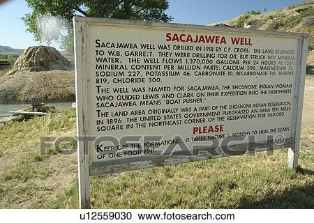 Stock Image -  Thermopolis, WY, Wyoming, Hot Springs Campground, hot springs, Sacagawea Well. Fotosearch