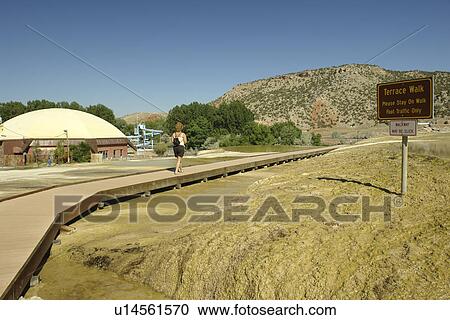 Thermopolis, WY, Wyoming, Hot Springs State Park, Terrace Walk View Large Photo Image Stock Image - Thermopolis, WY, Wyoming, Hot Springs State Park, Terrace Walk. Fotosearch