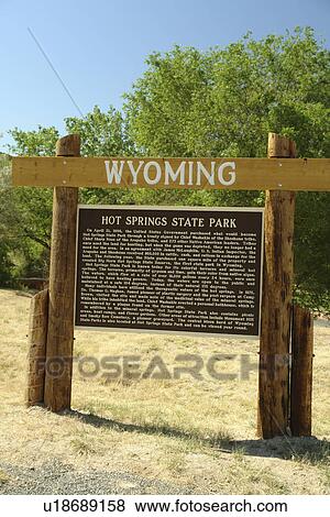 Thermopolis, WY, Wyoming, Hot Springs State Park, wooden sign View Large Photo Image Stock Photo - Thermopolis, WY, Wyoming, Hot Springs State Park, wooden sign. Fotosearch