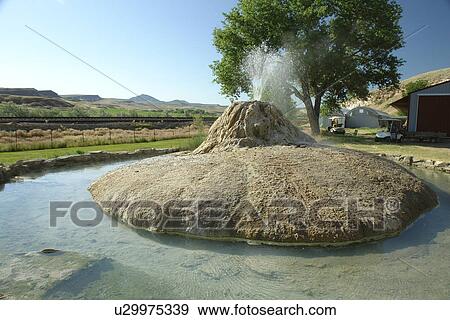 Stock Photo -  Thermopolis, WY, Wyoming, Hot Springs Campground, hot springs, Sacagawea Well. Fotosearch