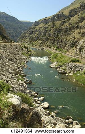 Thermopolis, WY, Wyoming, Wind River, Wind River Canyon View Large Photo Image Picture - Thermopolis, WY, Wyoming, Wind River, Wind River Canyon. Fotosearch