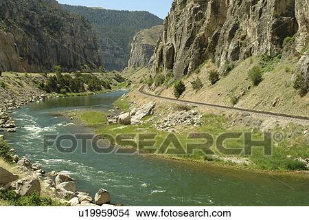 Thermopolis, WY, Wyoming, Wind River, Wind River Canyon View Large Photo Image Picture - Thermopolis, WY, Wyoming, Wind River, Wind River Canyon. Fotosearch