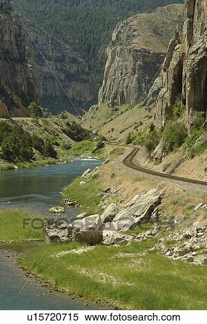 Stock Photography -  Thermopolis, WY, Wyoming, Wind River, Wind River Canyon. Fotosearch