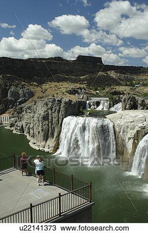 Stock Image -  Twin Falls, ID, Idaho, Shoshone Falls, Niagara of the West, Snake River, canyon, 212 feet drop. Fotosearch