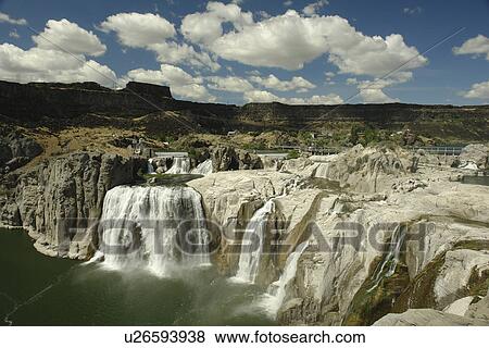 Stock Photo -  Twin Falls, ID, Idaho, Shoshone Falls, Niagara of the West, Snake River, canyon, 212 feet drop. Fotosearch