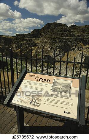 Stock Image -  Twin Falls, ID, Idaho, Twin Falls (The Falls), Snake River, canyon. Fotosearch