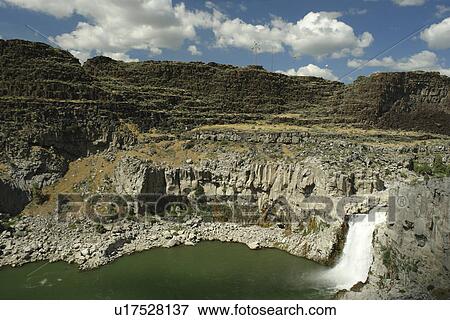 Twin Falls, ID, Idaho, Twin Falls (The Falls), Snake River, canyon View Large Photo Image Stock Photo - Twin Falls, ID, Idaho, Twin Falls (The Falls), Snake River, canyon. Fotosearch