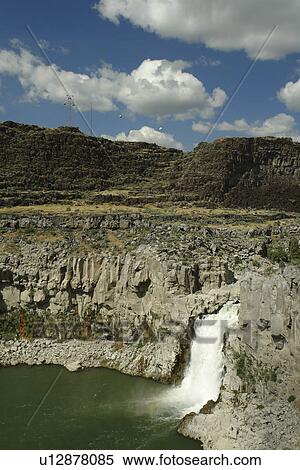 Stock Photography -  Twin Falls, ID, Idaho, Twin Falls (The Falls), Snake River, canyon. Fotosearch