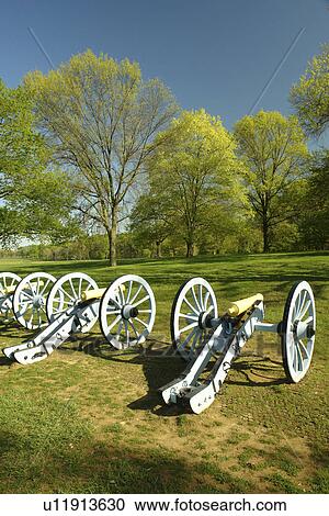 Stock Image -  Valley Forge, PA, Pennsylvania, Valley Forge National Historical Park, Artillery Park, cannons. Fotosearch