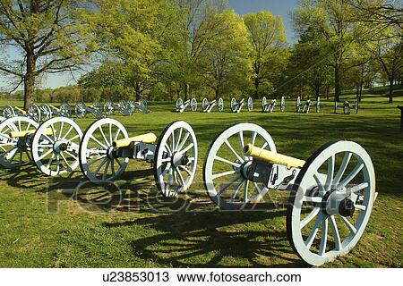 Stock Image -  Valley Forge, PA, Pennsylvania, Valley Forge National Historical Park, Artillery Park, cannons. Fotosearch