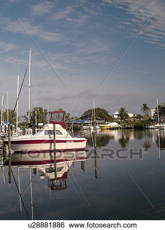 Stock Photograph -  Venice, FL, Florida, marina, boats, reflection. Fotosearch