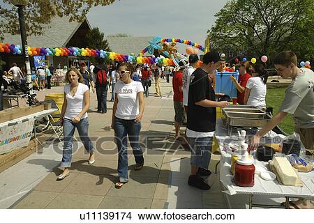 Picture -  Villanova, PA, Pennsylvania, Villanova University, Spring festival, graduation, campus, balloons, school event. Fotosearch