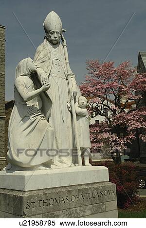 Stock Photography -  Villanova, PA, Pennsylvania, Villanova University, St. Thomas of Villanova Church, St. Thomas statue. Fotosearch