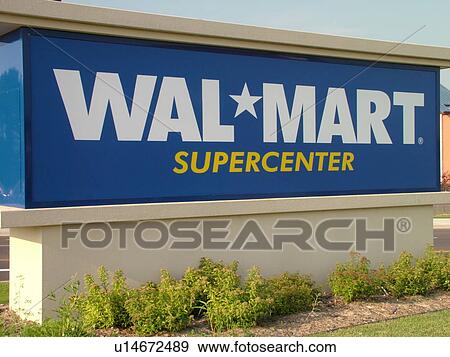 Stock Photo -  Wal-Mart Supercenter store, entrance sign. Fotosearch