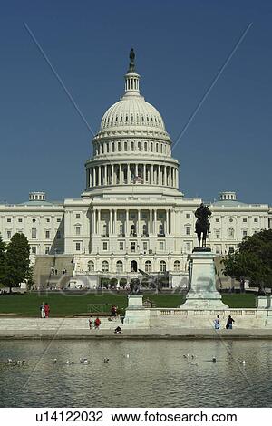 Stock Image -  Washington DC, D. C District of Columbia, U. S. Capitol Building, Capitol Reflection Pool, Capitol Hill, Nation's Capital. Fotosearch