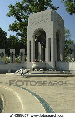 Stock Photo -  Washington DC, D. C District of Columbia, World War II Memorial, Atlantic Pavilion, National Mall, Memorial Parks, Nation's Capital. Fotosearch