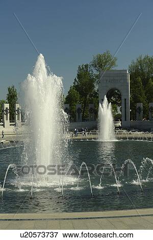 Stock Photo -  Washington DC, D. C District of Columbia, World War II Memorial, Fountain, National Mall, Memorial Parks, Nation's Capital. Fotosearch