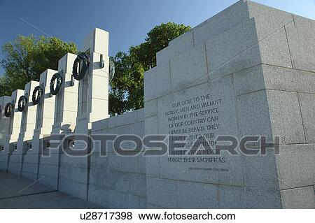 Stock Photo -  Washington DC, D. C District of Columbia, World War II Memorial, Memorial Pillars, National Mall, Memorial Parks, Nation's Capital. Fotosearch