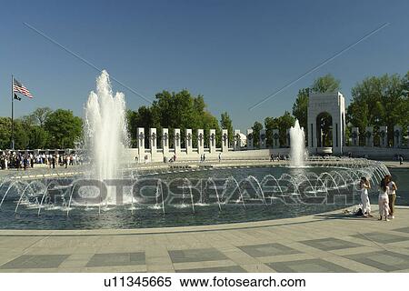 Stock Photography -  Washington DC, D. C District of Columbia, World War II Memorial, Fountain, National Mall, Memorial Parks, Nation's Capital. Fotosearch