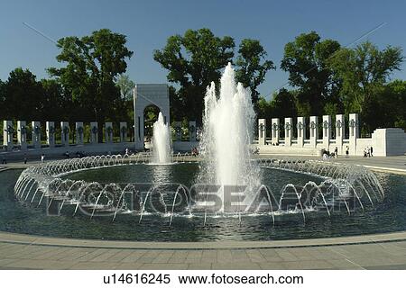 Stock Photography -  Washington DC, D. C District of Columbia, World War II Memorial, Fountain, National Mall, Memorial Parks, Nation's Capital. Fotosearch