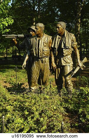 Stock Photography -  Washington DC, D. C District of Columbia, 3 Servicemen Vietnam War Memorial, National Mall, Memorial Parks, Nation's Capital. Fotosearch