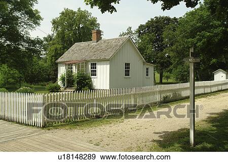 Stock Photo -  West Branch, IA, Iowa, Herbert Hoover National Historic Site, birthplace cottage. Fotosearch