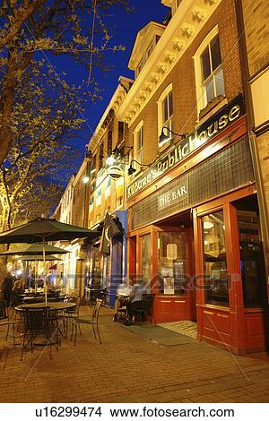 Picture -  West Chester, PA, Pennsylvania, Chester County, Main Street, Kidare's Public House, downtown, evening. Fotosearch