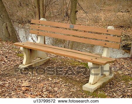Stock Image -  West Chester, PA, Pennsylvania, Hershey's Mill Chester County, park bench, nature trail. Fotosearch