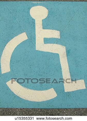 Stock Image -  West Chester, PA, Pennsylvania, Hershey's Mill Chester County, parking lot, handicapped parking spaces, wheelchair access, blue and white. Fotosearch