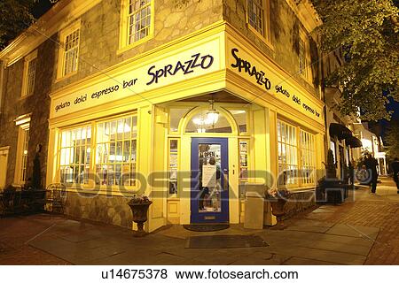 West Chester, PA, Pennsylvania, Chester County, Main Street, Sprazzo Espresso Bar, downtown, evening View Large Photo Image Stock Photo - West Chester, PA, Pennsylvania, Chester County, Main Street, Sprazzo Espresso Bar, downtown, evening. Fotosearch