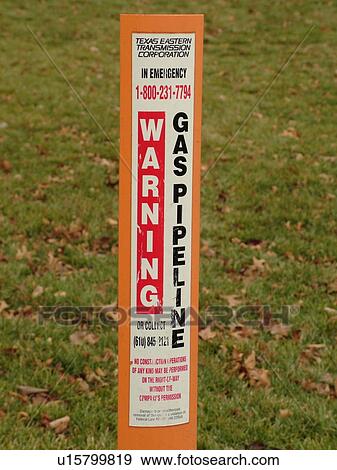 Stock Photo -  West Chester, PA, Pennsylvania, Hershey's Mill Chester County, warning sign, Gas Pipeline. Fotosearch