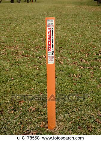Stock Photo -  West Chester, PA, Pennsylvania, Hershey's Mill Chester County, warning sign, Gas Pipeline. Fotosearch
