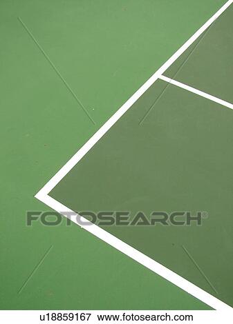 Stock Photo -  West Chester, PA, Pennsylvania, Hershey's Mill Chester County, tennis court, green, white, base lines. Fotosearch
