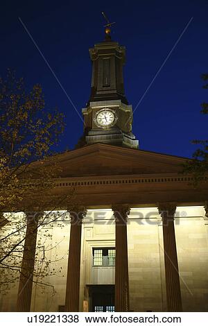 Stock Photo -  West Chester, PA, Pennsylvania, Chester County, Chester County Courthouse ca. 1724, downtown, evening. Fotosearch