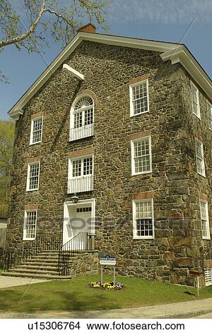 Picture -  Wilmington, DE, Delaware, Brandywine River Valley Region, Hagley Museum, Visitor Center, old stone cottonspinning shop. Fotosearch